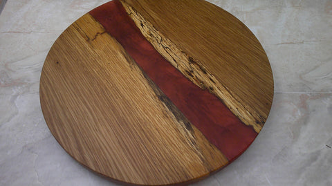 Lazy Susan 16", Sycamore with Red Resin