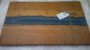 Charcuterie River Board, 15x24" Cherry with Mermaid Dust Resin