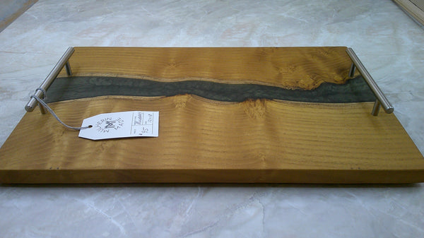 Charcuterie River Board, 12x18" Mulberry with Olive Resin