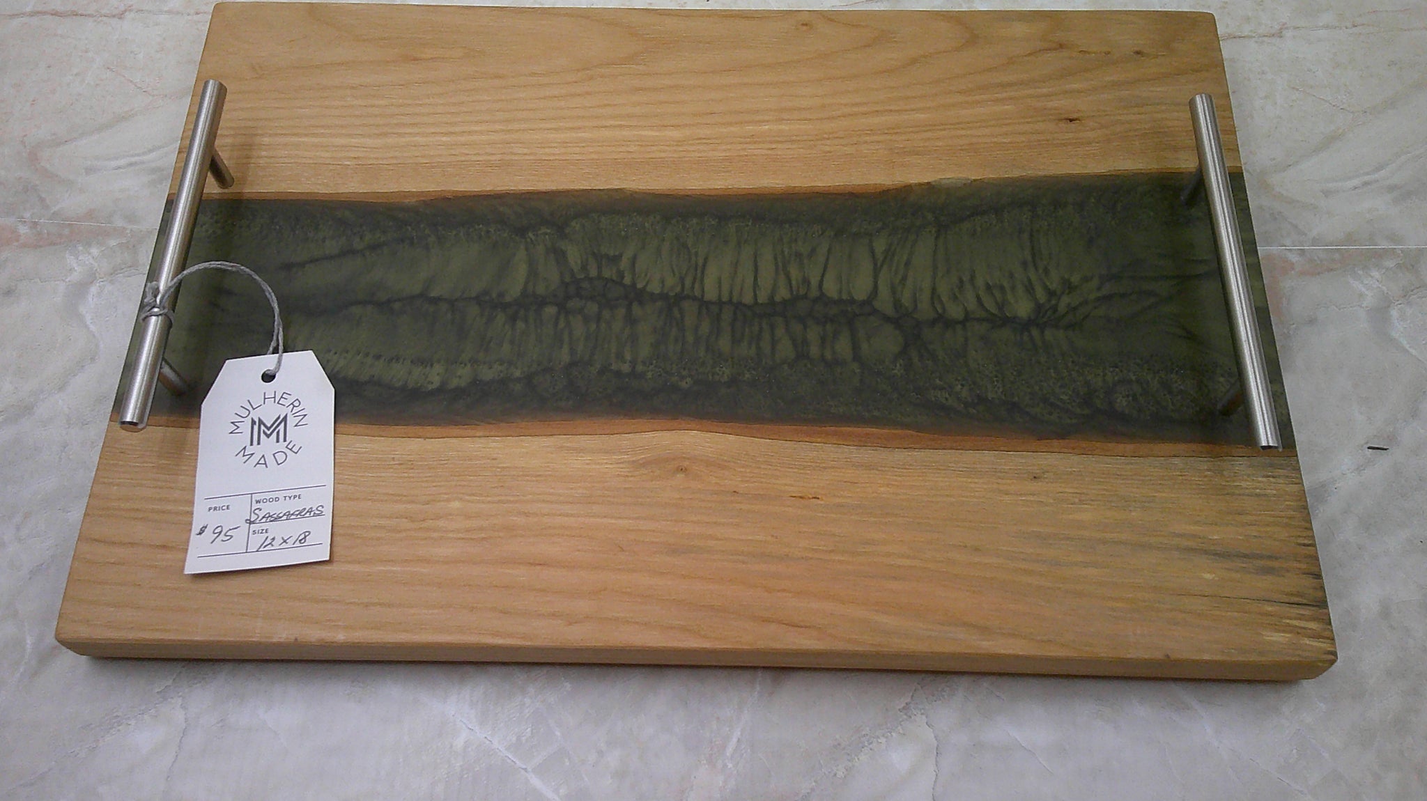 Charcuterie River Board, 12x18" Sassafras with Olive Resin