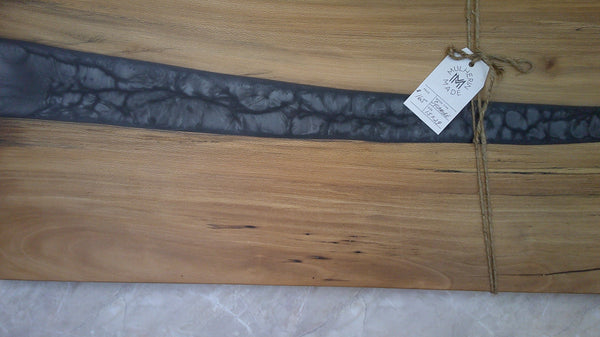Charcuterie River Board, 15x29" Sycamore with Grey Resin
