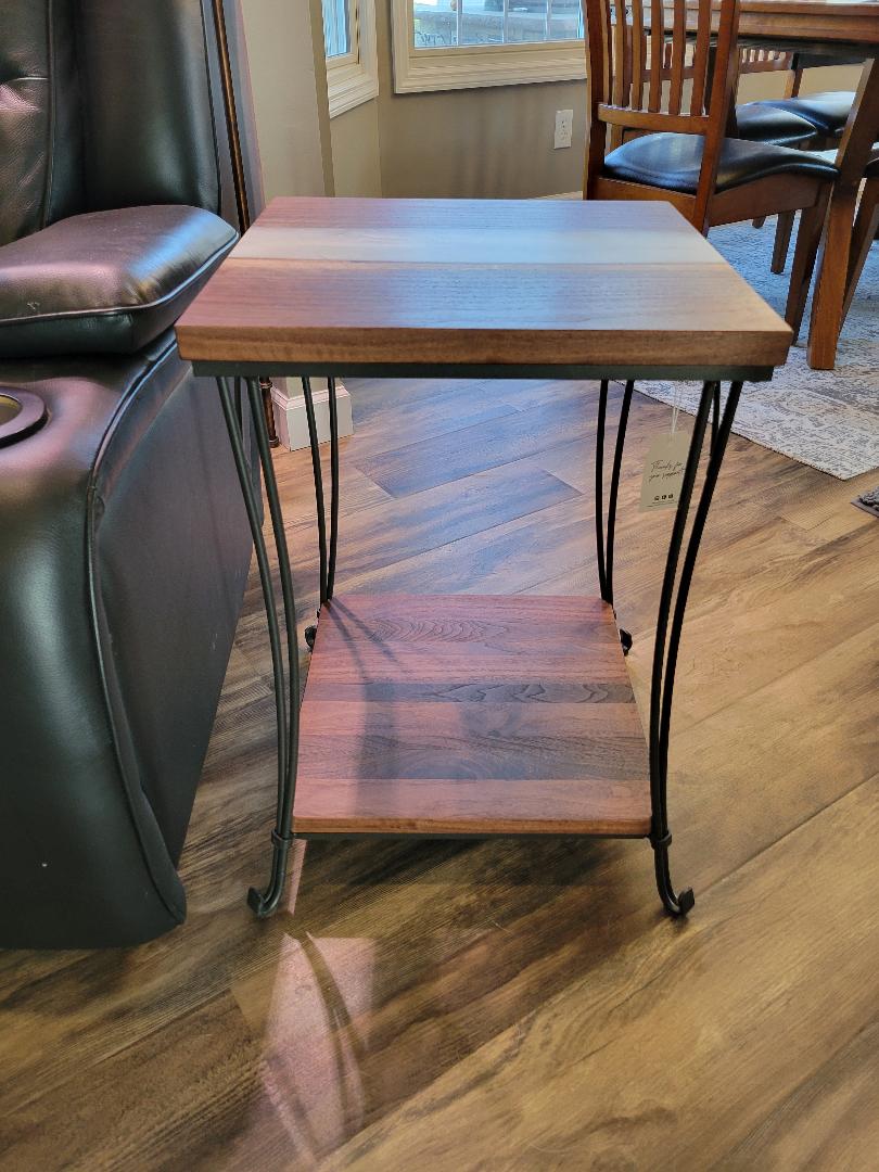 Table, Walnut River End Table with Pearl White Resin
