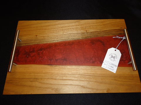 Charcuterie River Board, 12x18" Sassafras with Red Resin
