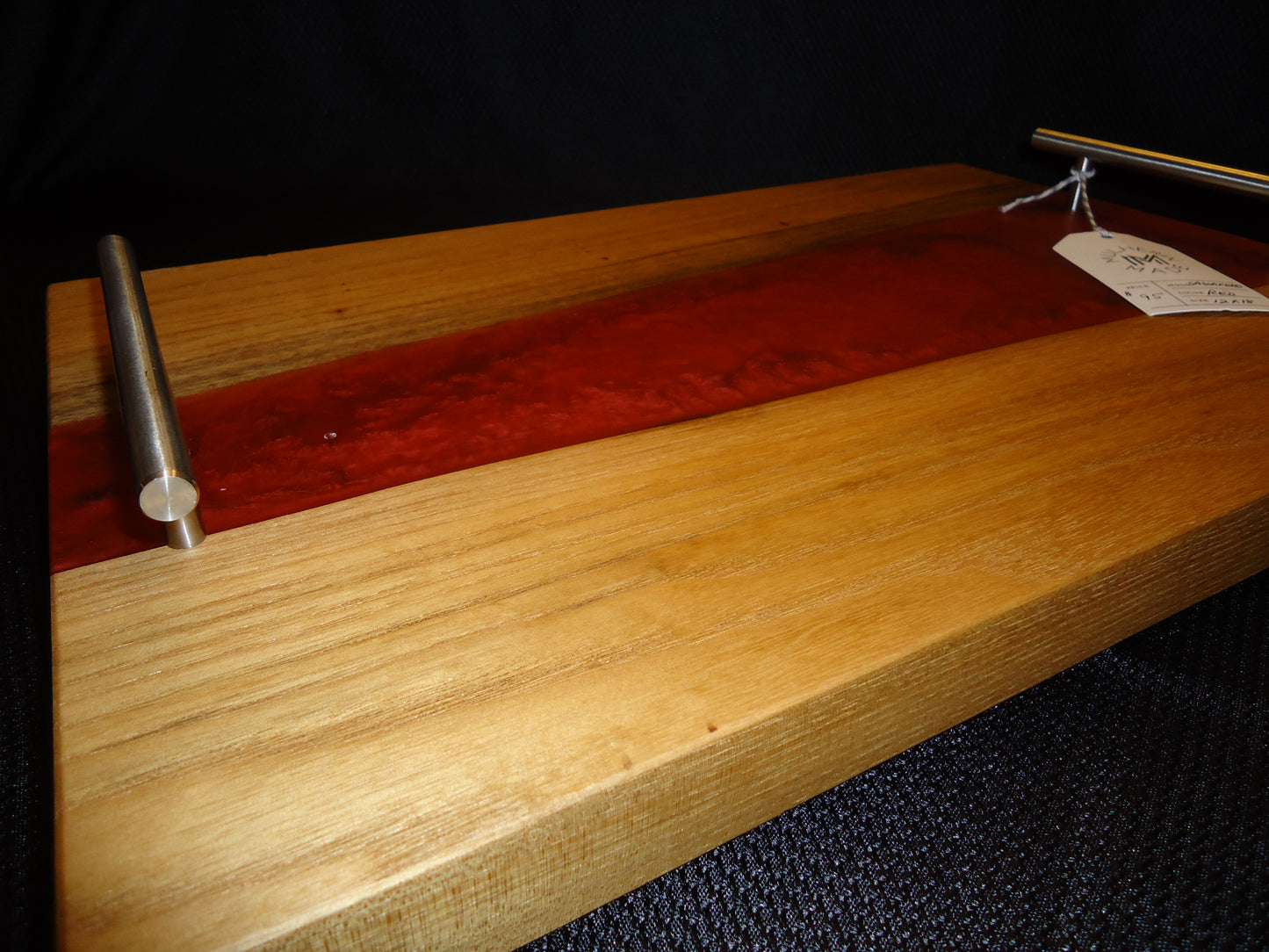 Charcuterie River Board, 12x18" Sassafras with Red Resin