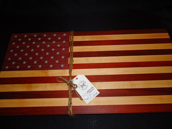 Flag Board, 12x24" American Flag, Padauk/Maple/Purple Heart Wood