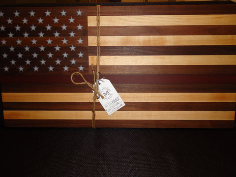 Flag Board, 12x24" American/First Responder Flag, Walnut and Maple Wood