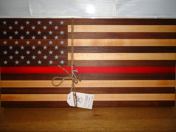 Flag Board, 12x24" American/First Responder Flag, Walnut and Maple Wood