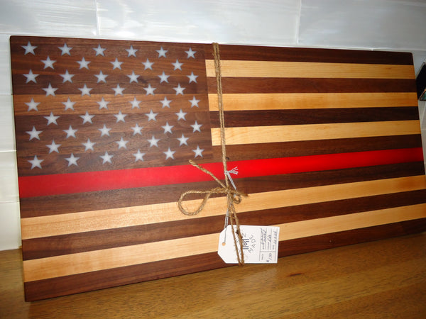 Flag Board, 12x24" American/First Responder Flag, Walnut and Maple Wood