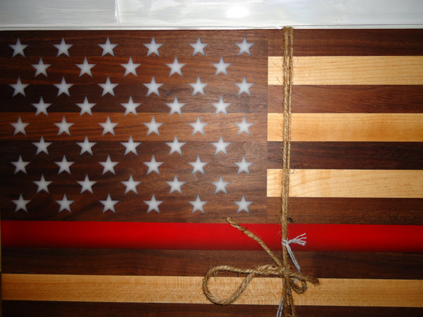 Flag Board, 12x24" American/First Responder Flag, Walnut and Maple Wood