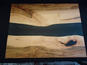 Charcuterie River Board, 20x26" Ambrosia Maple with Black Resin