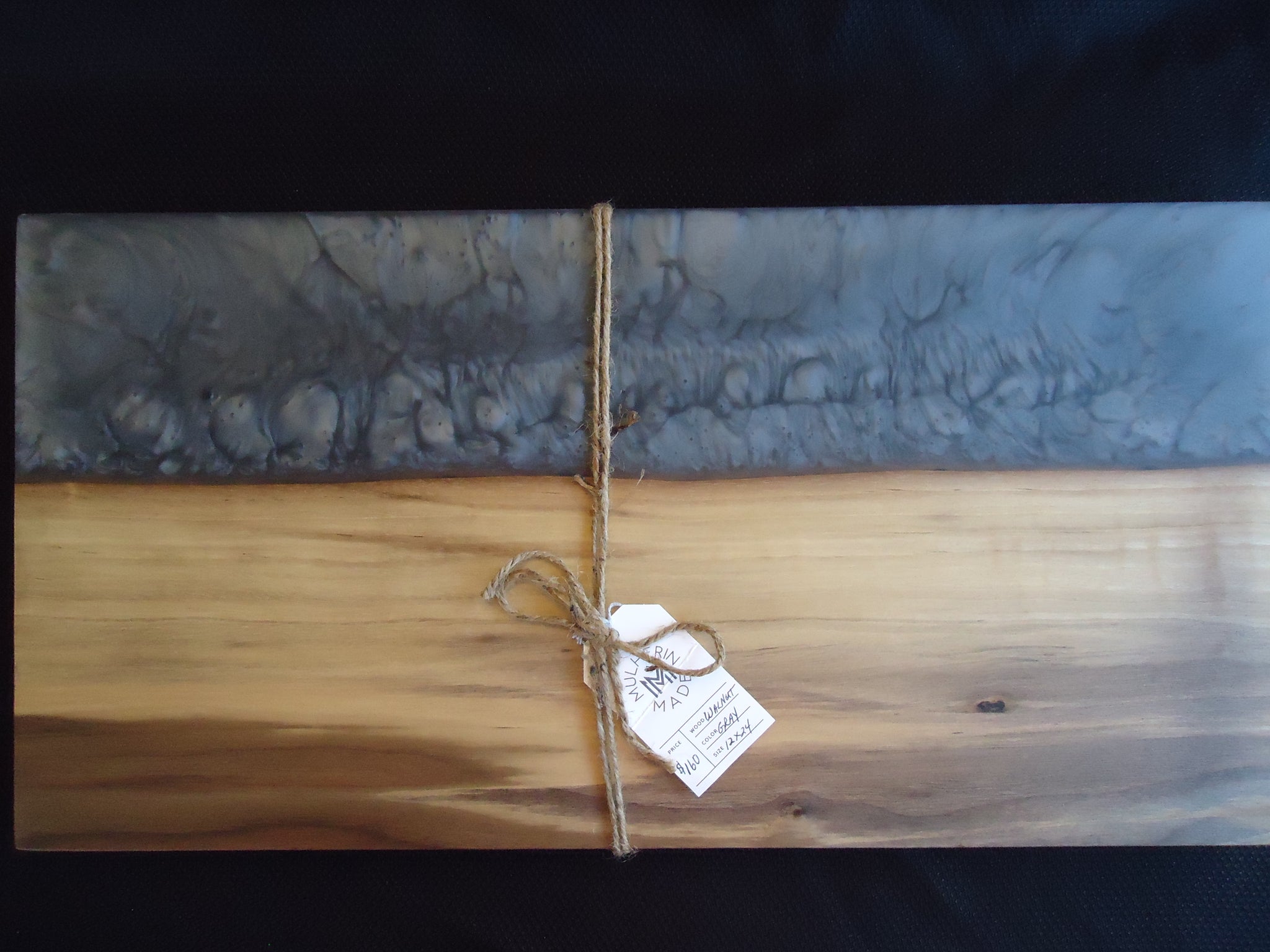 Charcuterie River Board, 15x24" Walnut with Gray Resin