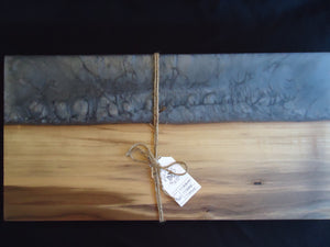 Charcuterie River Board, 15x24" Walnut with Gray Resin