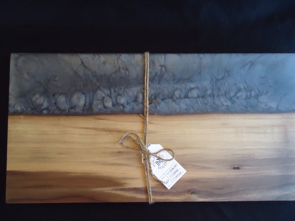 Charcuterie River Board, 15x24" Walnut with Gray Resin