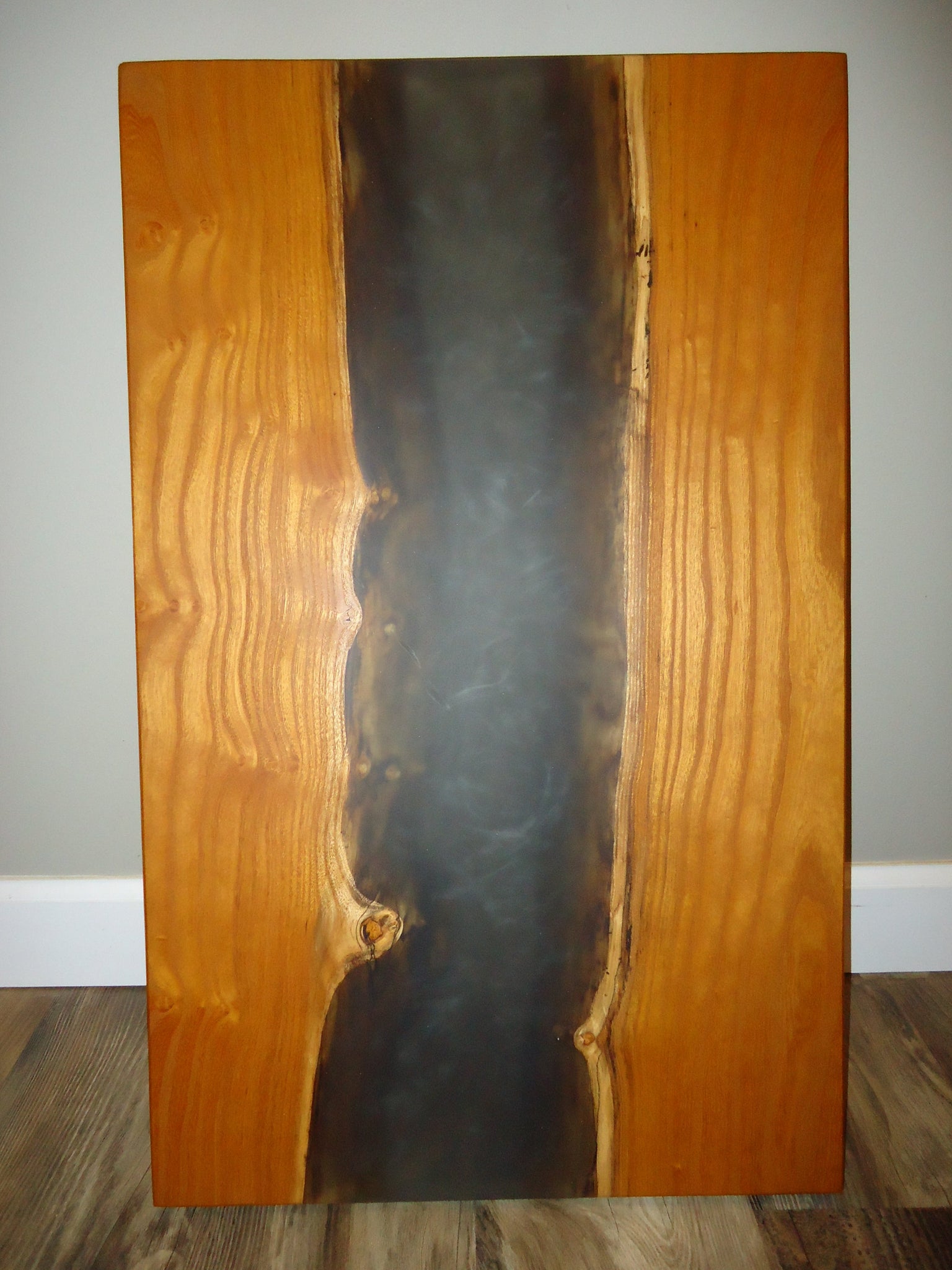 Table Top, 18x30" Mulberry River End Table with Smokey Translucent Resin