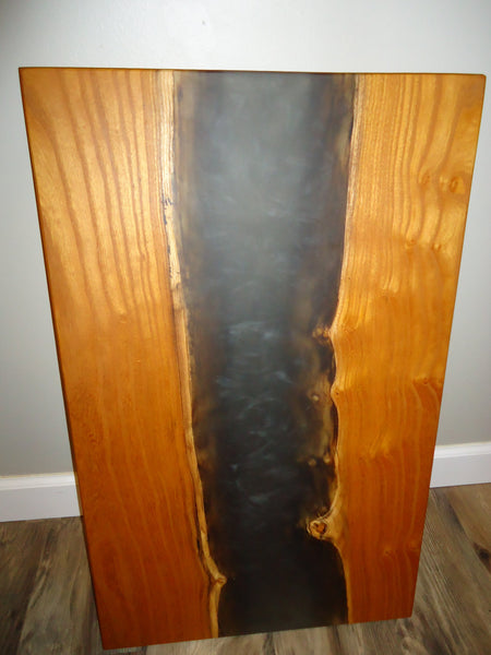 Table Top, 18x30" Mulberry River End Table with Smokey Translucent Resin