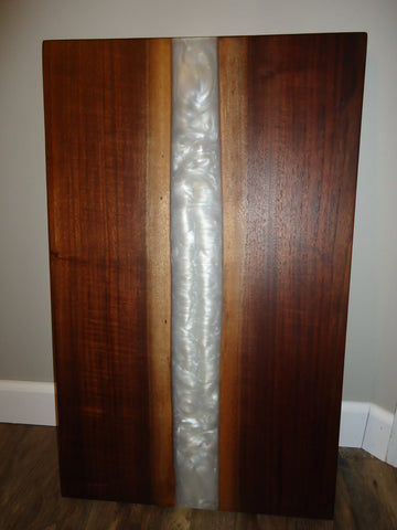 Table Top, 18x30" Walnut River End Table with White Pearl Resin