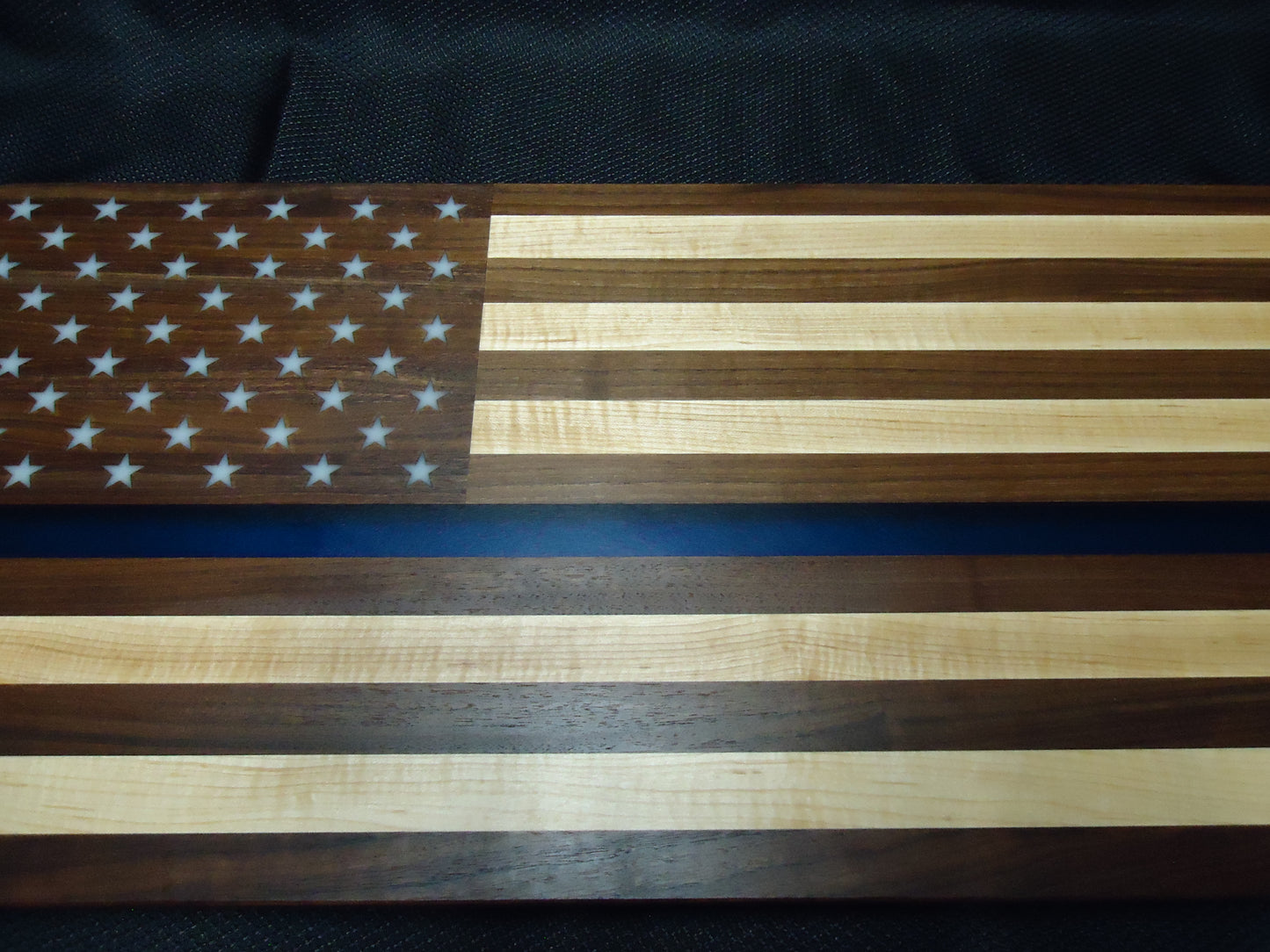 Flag Board, 12x24" American/Law Enforcement Flag, Walnut and Maple Wood