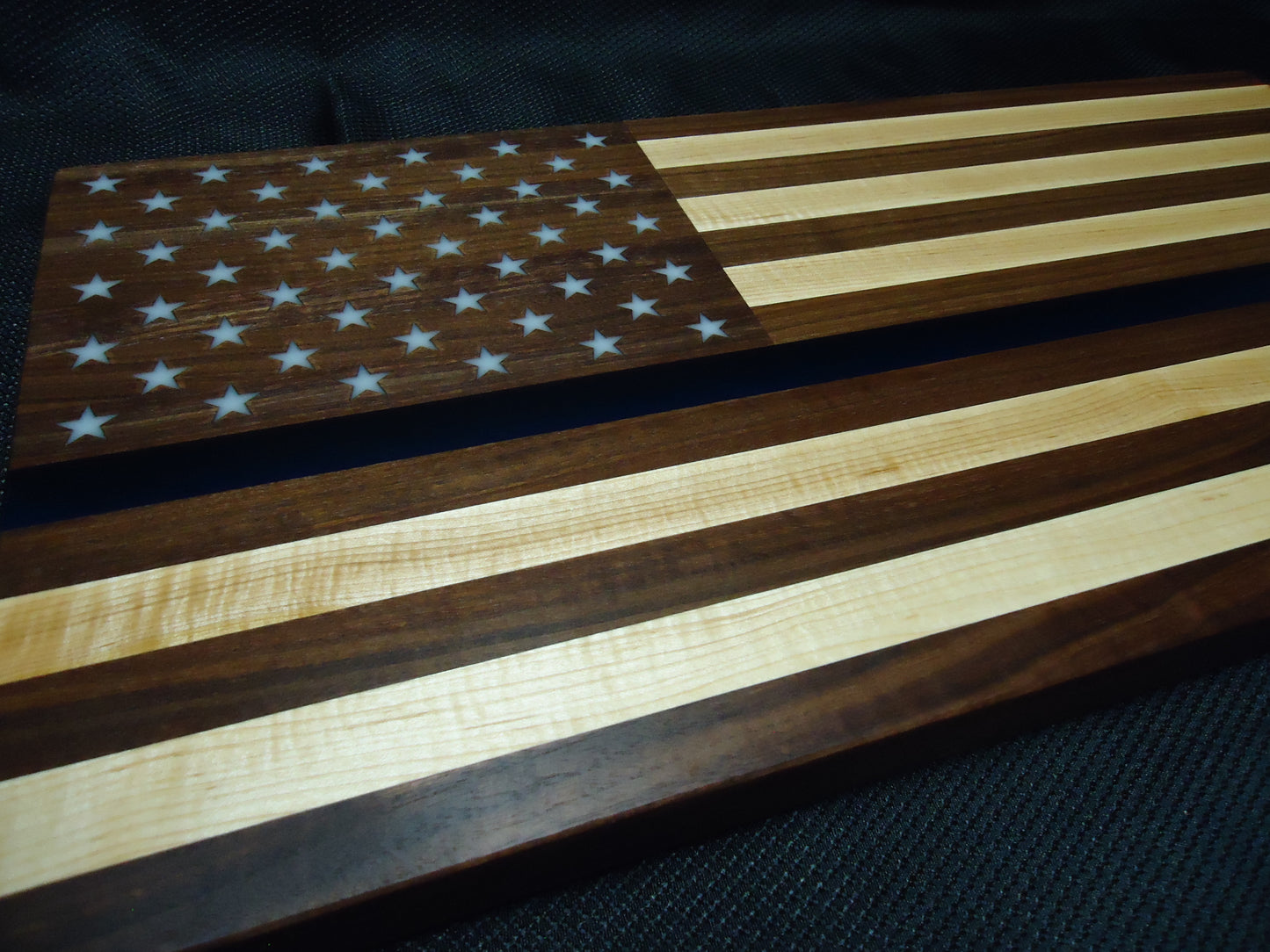 Flag Board, 12x24" American/Law Enforcement Flag, Walnut and Maple Wood