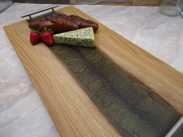 Charcuterie River Board, 12x24" Pecan with Olive Resin