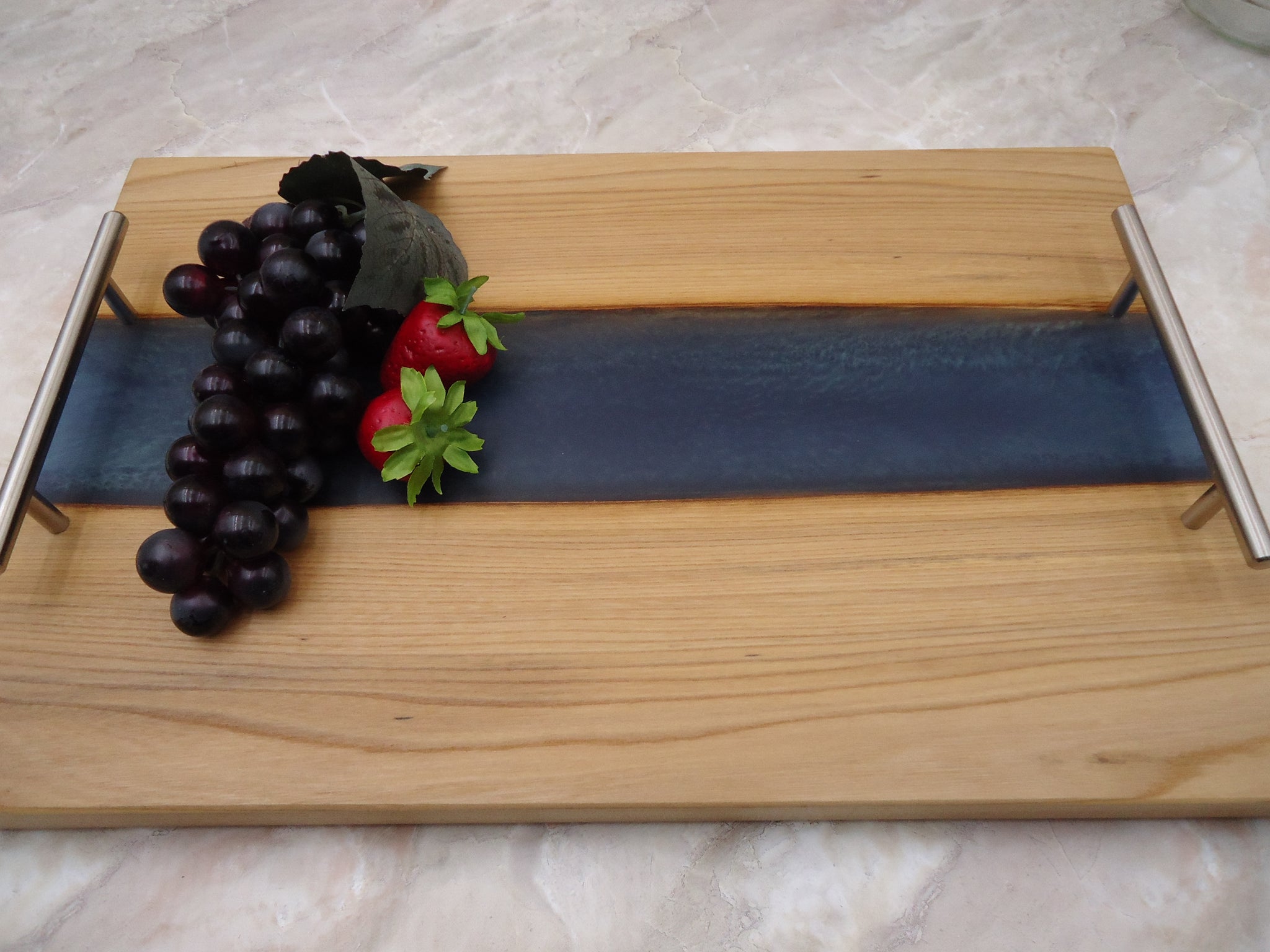 Charcuterie River Board, 12x18" Pecan with Mermaid Dust Resin