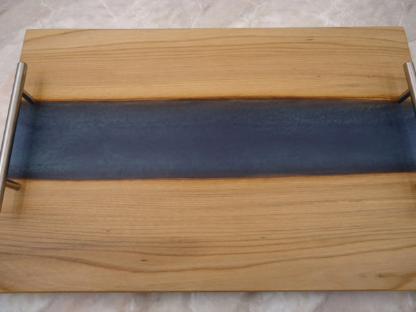 Charcuterie River Board, 12x18" Pecan with Mermaid Dust Resin