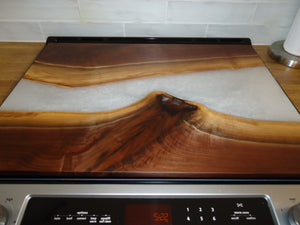 Cook Top Cover, Walnut with Pearl White Resin