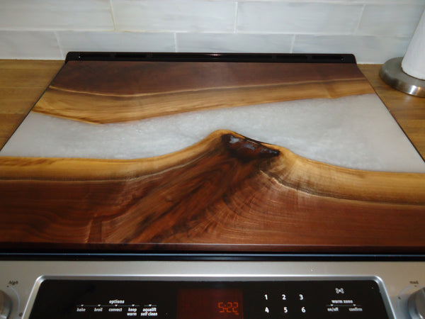 Cook Top Cover, Walnut with Pearl White Resin