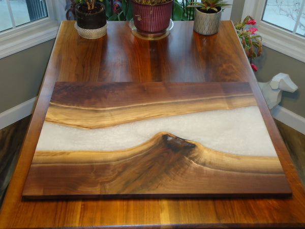 Cook Top Cover, Walnut with Pearl White Resin