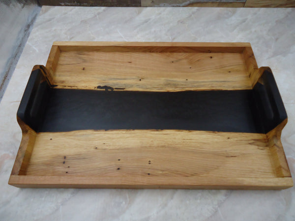 Tray, Pecan with Black Resin 12x18"