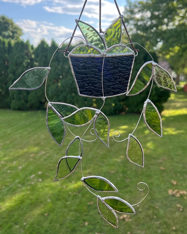 Hanging Plant Stained Glass Suncatcher