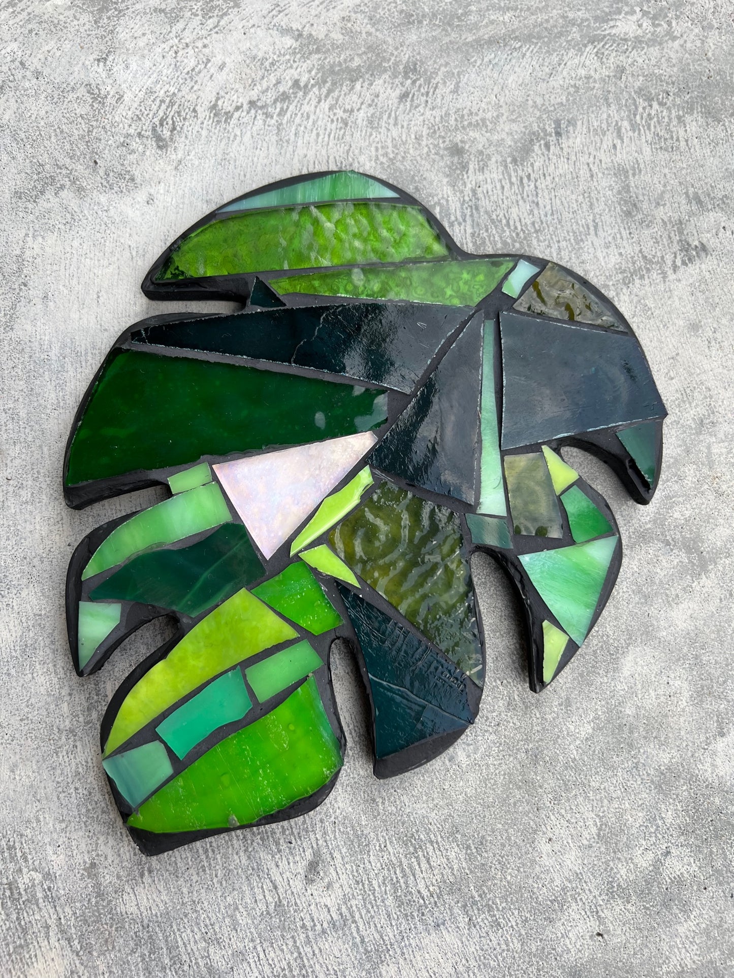Green Monstera Mosaic Wall Hanging