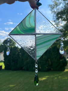 Green Stained Glass Kite Suncatcher