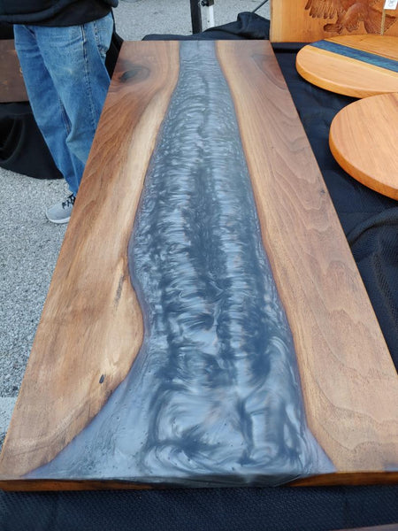 Table Top, 16x46" Walnut River Sofa Table with Gray Resin